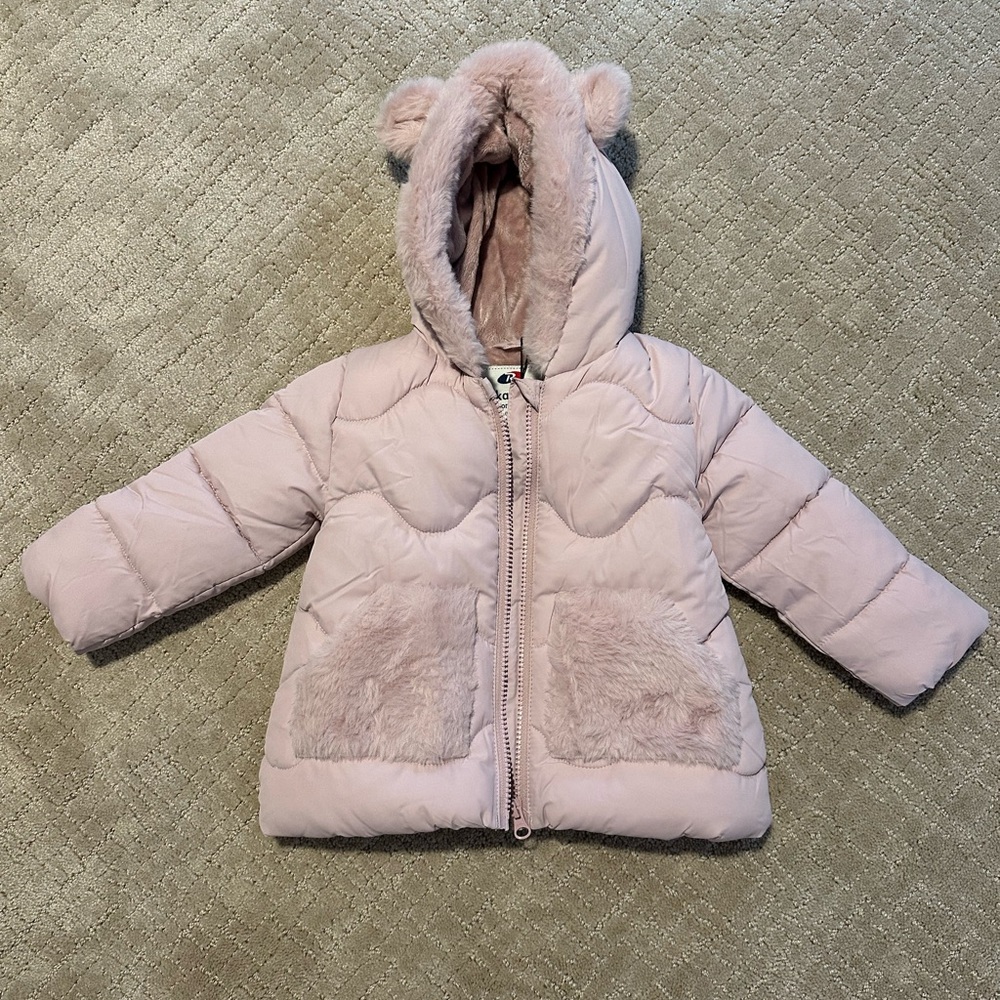 Kids Pink Puffer Jacket with Ears
